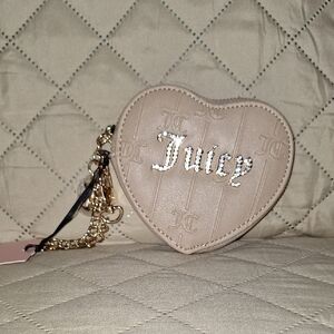 Juicy Couture Tan Heart Wristlet with Gold Chain